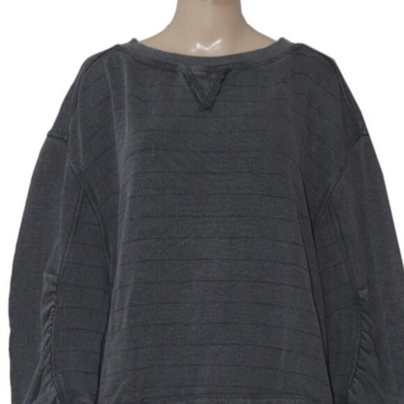 Free People Poet Pullover Washed Black Sweatshirt Oversized Tunic Top - Picture 6 of 6